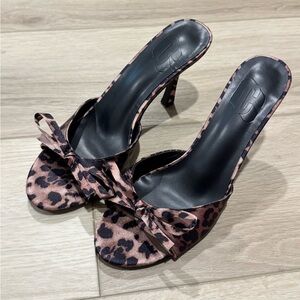 Leopard Print Heels with Bow Accent